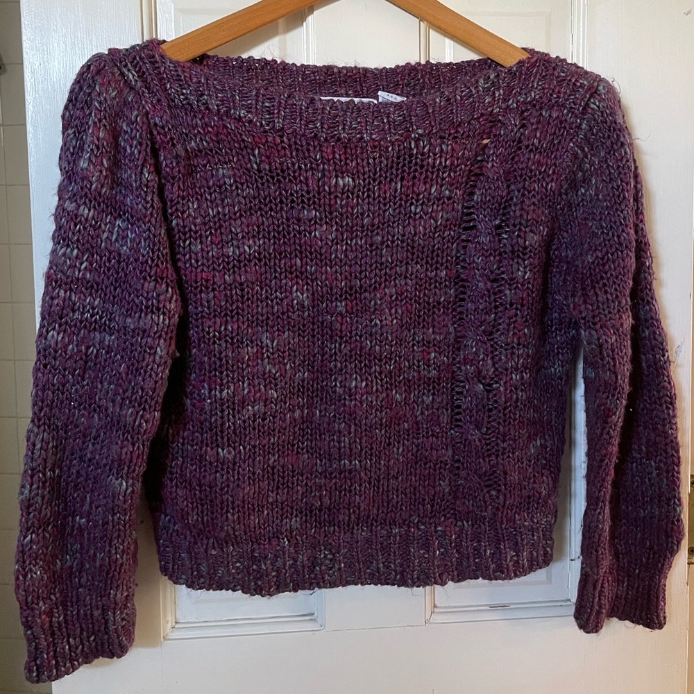 Foxmoor vintage crop sweater. 💜 purple with specks of fushia & seafoam green. M